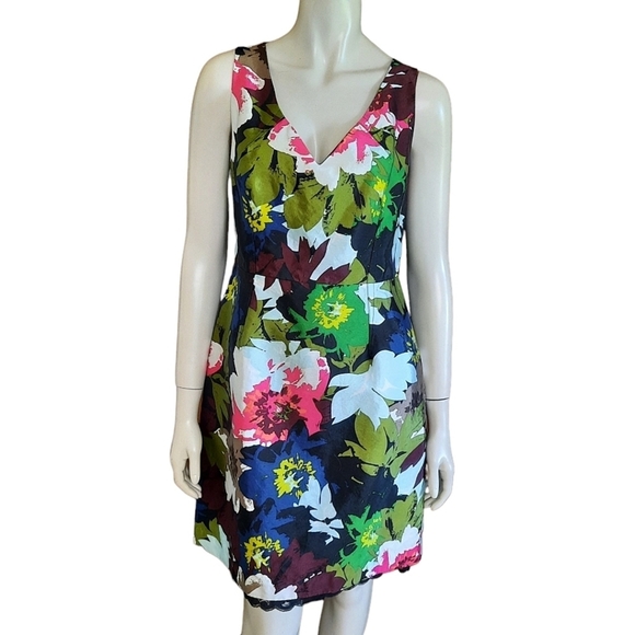 TRINA Turk Cosima Sheath 20th Anniversary Sheath Dress size 10 Silk Cotton Blend - Picture 2 of 11